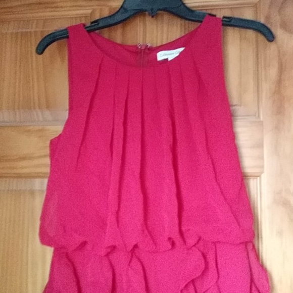 Cascade Ruffle Deep Red Dress 8 - Picture 3 of 10